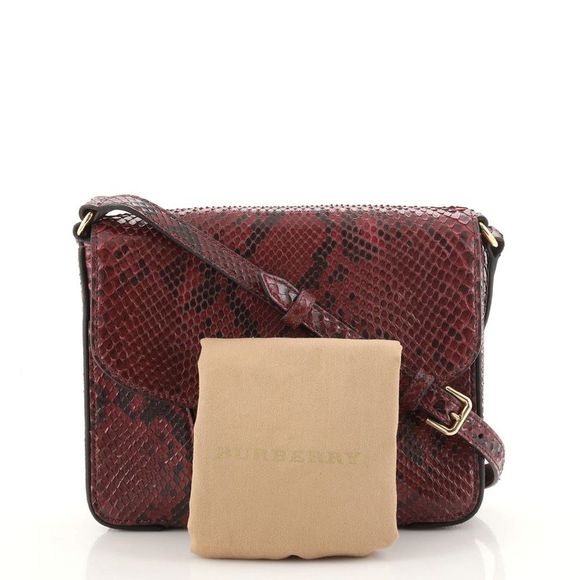 Burberry Buckle Flap Crossbody Bag Snakeskin Small Red - Picture 2 of 7